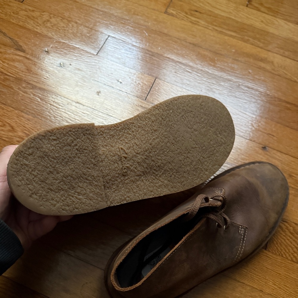 Mens Brown Leather Clarks Chukka Boots - Picture 6 of 9